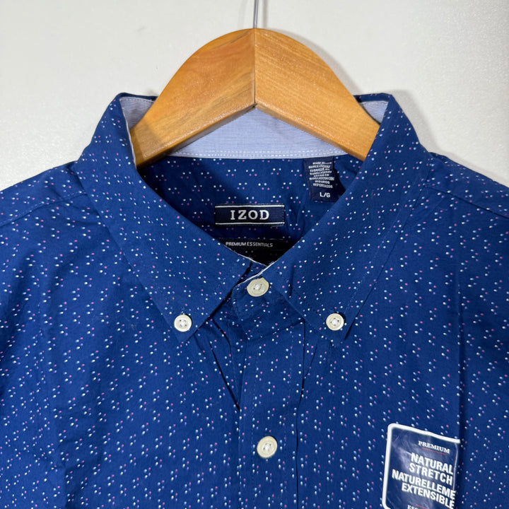 IZOD BUTTON DOWN CASUAL COTTON SHIRT BRAND NEW NATURAL STRETCH