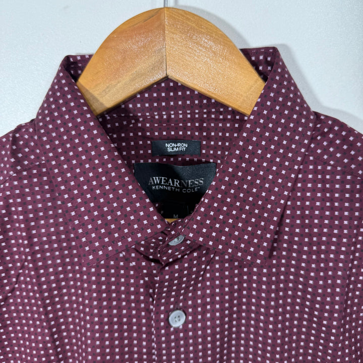 KENNETH COLE AWEARNESS SLIM FIT NON IRON PRINTED COTTON SHIRT