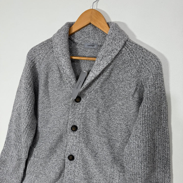 GEORGE KNITWEAR SHAWL COLLAR COTTON SWEATER BRAND NEW GREY COLOUR