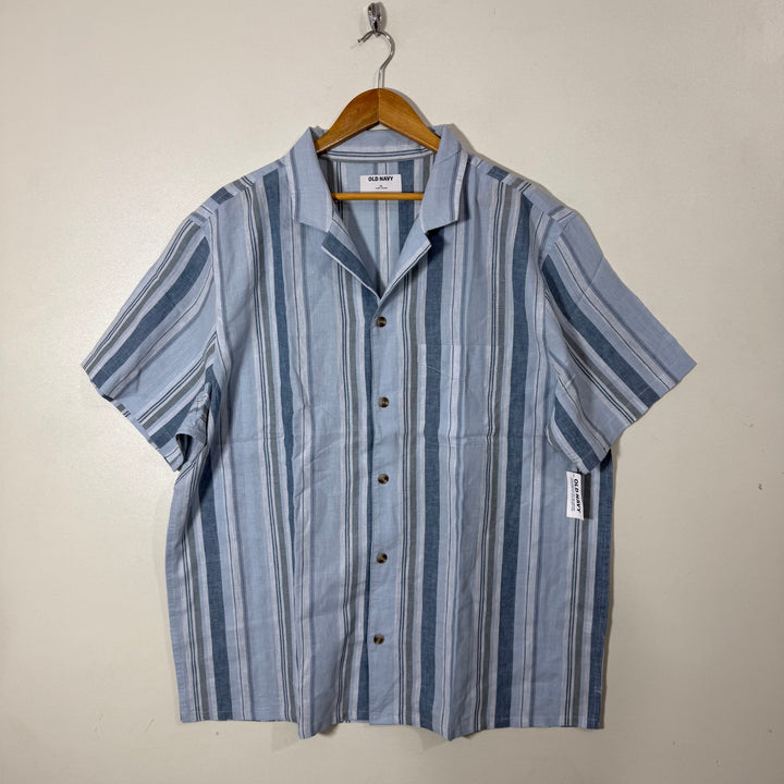OLD NAVY SAFARI COLLAR HALF SLEEVES LINEN COTTON SHIRT BRAND NEW