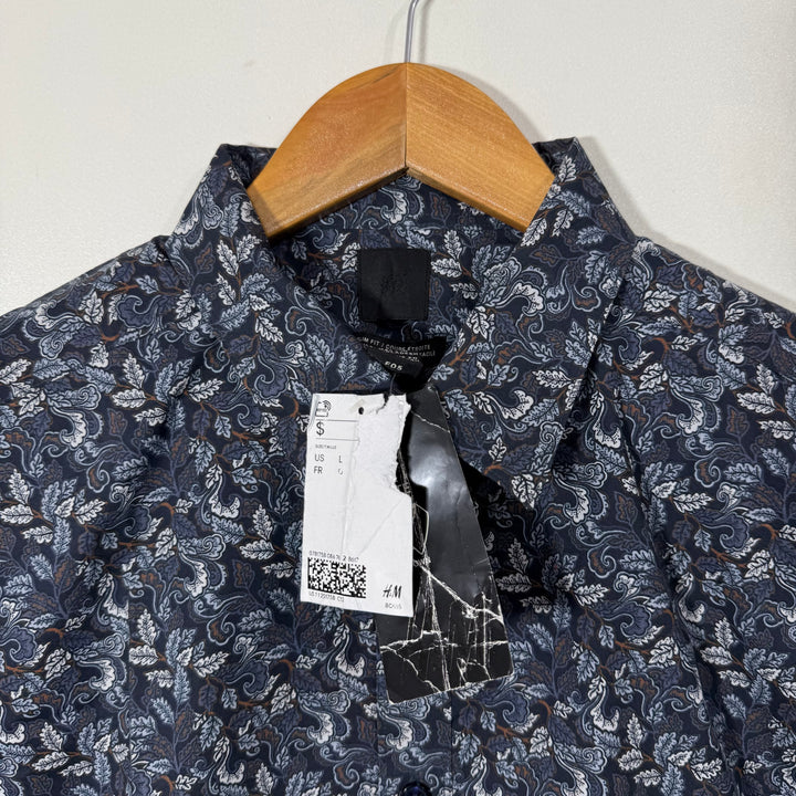 H&M SLIM FIT PRINTED CASUAL COTTON SHIRT BRAND NEW
