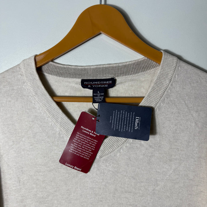 ROUNDTREE & YORKE COTTON CASHMERE V NECK SWEATER BRAND NEW