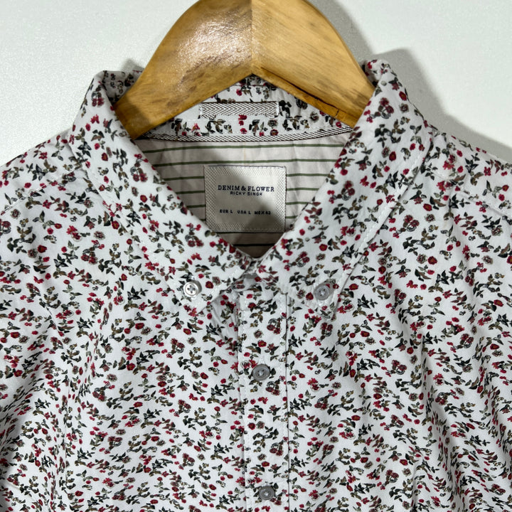 DENIM & FLOWER CASUAL COTTON SHIRT