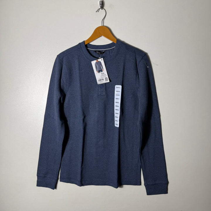MEMBERS MARK HENLEY COLLAR LONG SLEEVES COTTON TSHIRT BRAND NEW