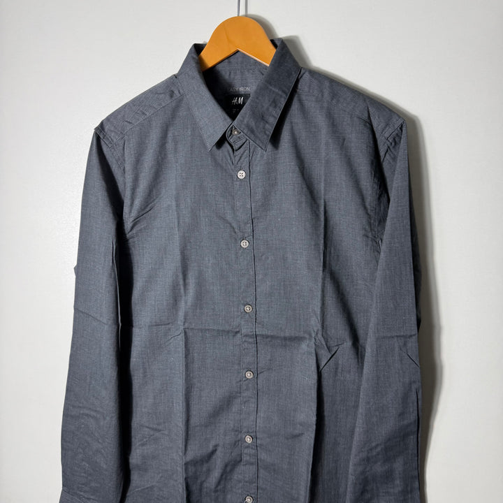 H&M EASY IRON COTTON SHIRT GREY COLOUR