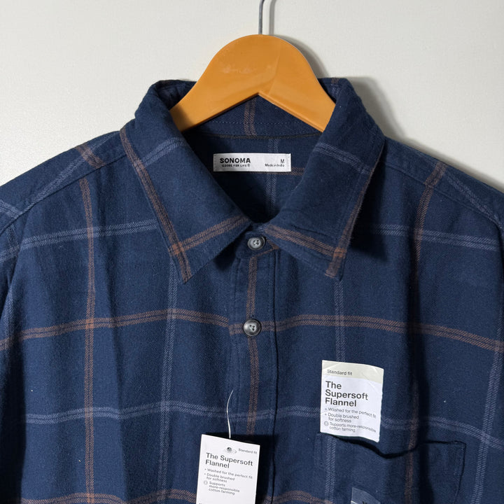 SONOMA SUPER SOFT FLANNEL COTTON CHECKERED SHIRT BRAND NEW