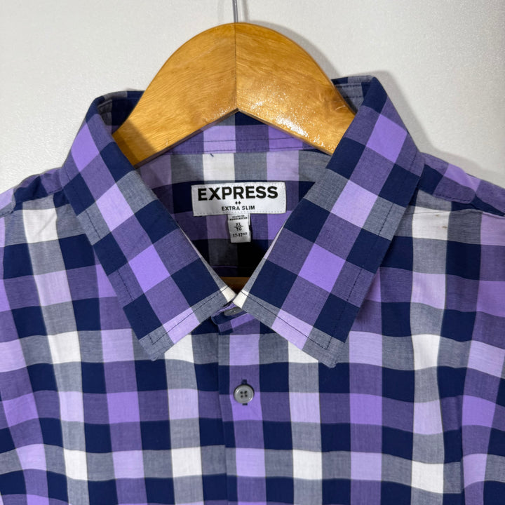 EXPRESS SLIM FIT COTTON CHECKERED SHIRT