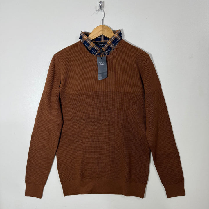 NEXT BUTTON DOWN SHIRT COLLAR KNITED COTTON SWEATER BRAND NEW