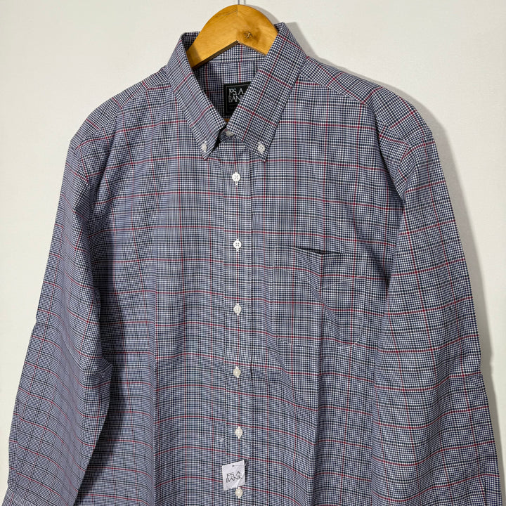 JOS A BANK TAILORED FIT TRAVELER CHECKERED FORMAL SHIRT