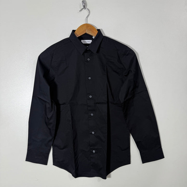 CALVIN KLEIN SLIM FIT COTTON SHIRT WITH STRETCH BLACK COLOUR