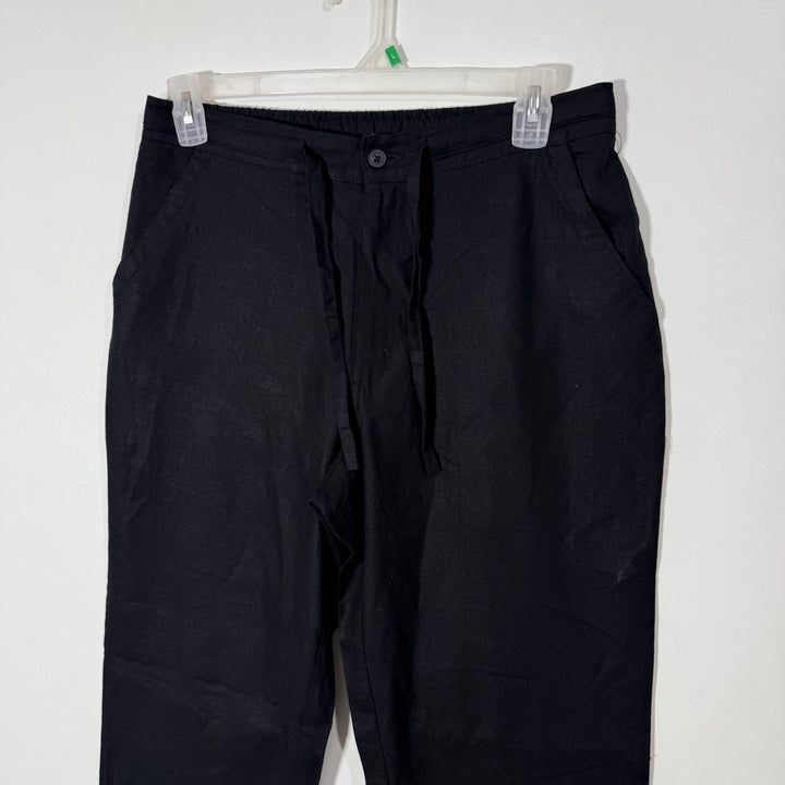 HAVANERA STRAIGHT FIT LINO RAYON TROUSER BLACK COLOUR