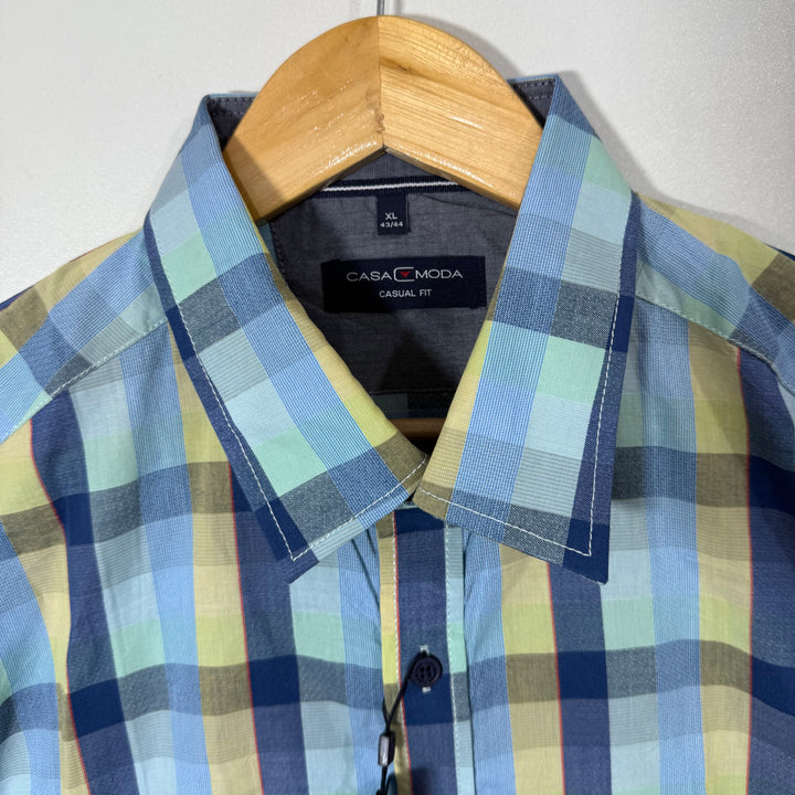 CASA MODA HALF SLEEVES CHECKERED COTTON SHIRT BRAND NEW