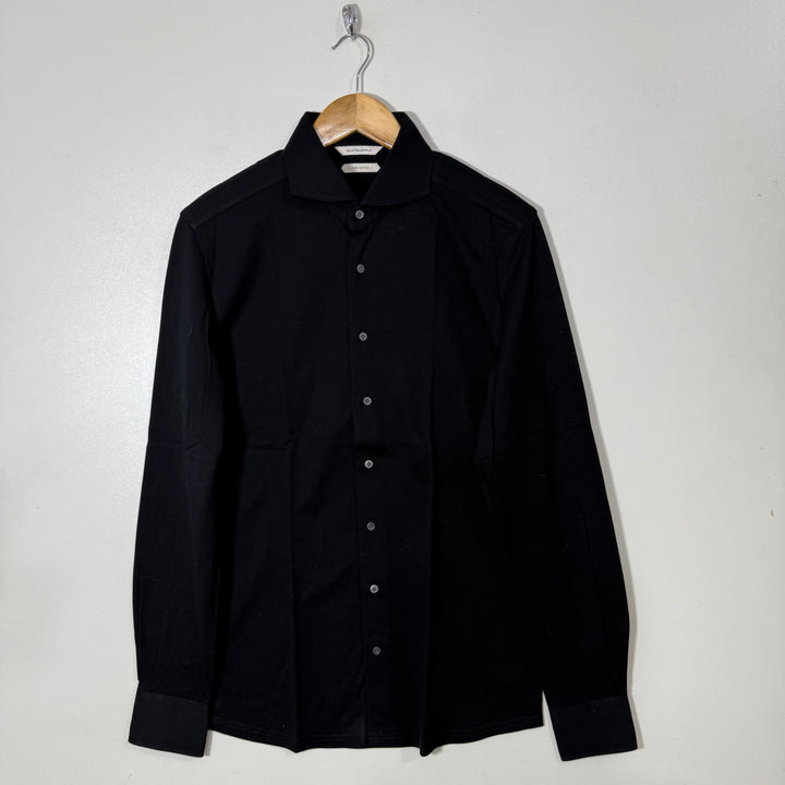 SUITS SUPPLY PIQUE PURE COTTON SHIRT BLACK COLOUR (69)