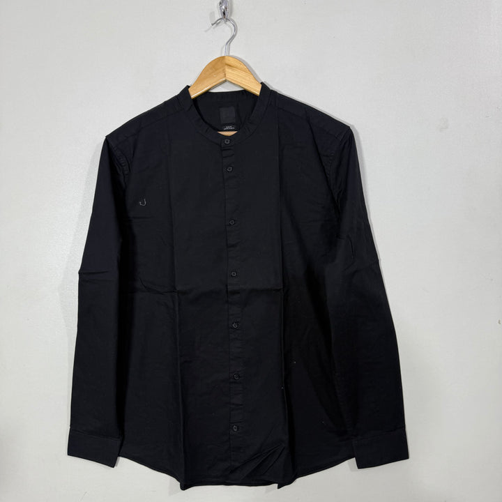 H&M SLIM FIT BEN COLLAR COTTON SHIRT BLACK COLOUR