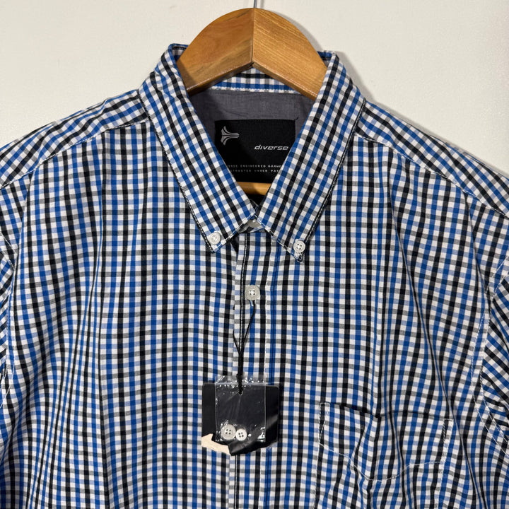 DIVERSE BUTTON DOWN CHECKERED CASUAL COTTON SHIRT BRAND NEW