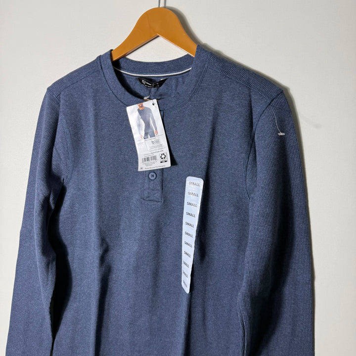 MEMBERS MARK HENLEY COLLAR LONG SLEEVES COTTON TSHIRT BRAND NEW