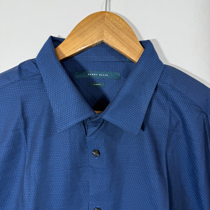 PERRY ELLIS SLIM FIT PRINTED COTTON SHIRT