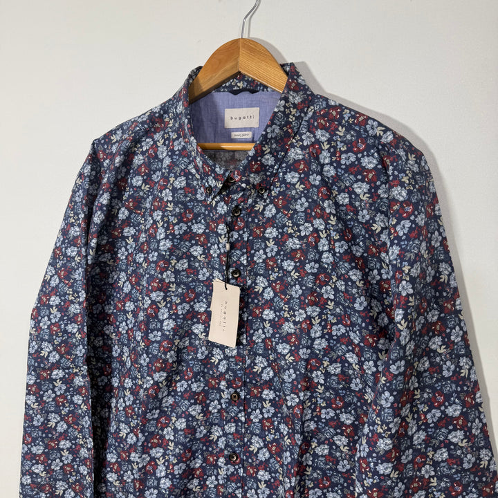BUGATTI BUTTON DOWN PRINTED CASUAL COTTON SHIRT
