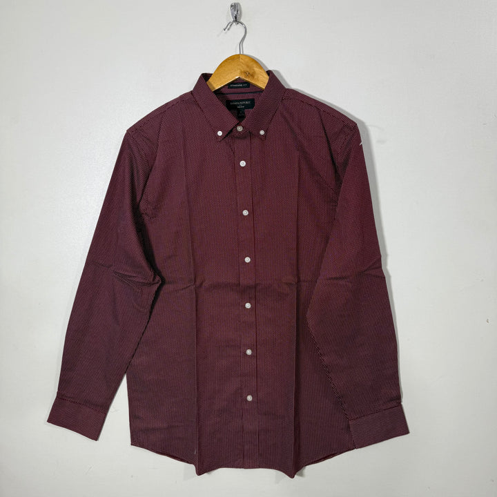 BANANA REPUBLIC STANDARD FIT NON IRON BUTTON DOWN PRINTED COTTON SHIRT