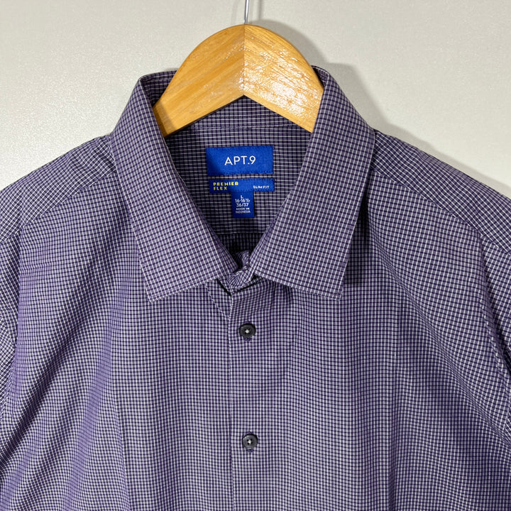 APT.9 SLIM FIT PREMIER FLEX CHECKERED SHIRT