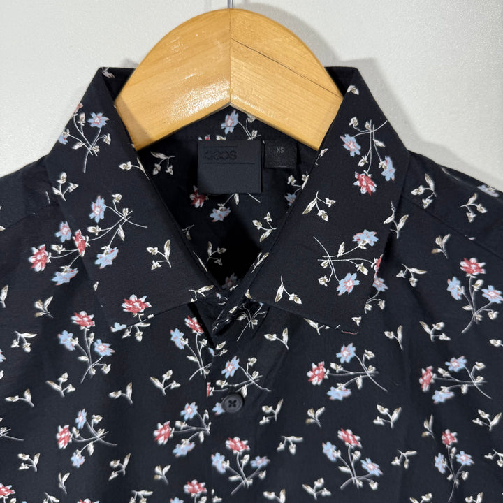 ASOS PRINTED CASUAL COTTON SHIRT WITH STRETCH