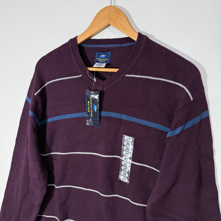 INTERNATIONAL WATER V NECK COTTON SWEATER BRAND NEW