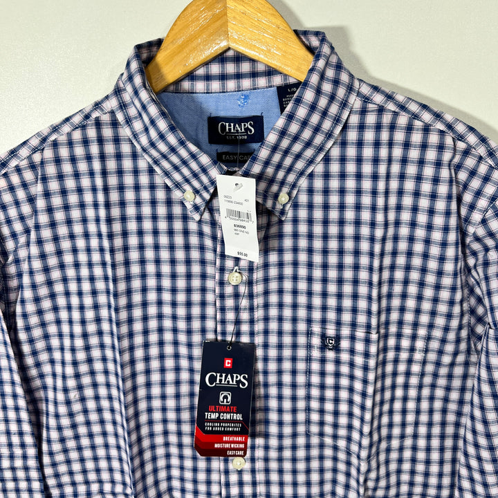 CHAPS EASY CARE BUTTON DOWN CHECKERED SHIRT BRAND NEW