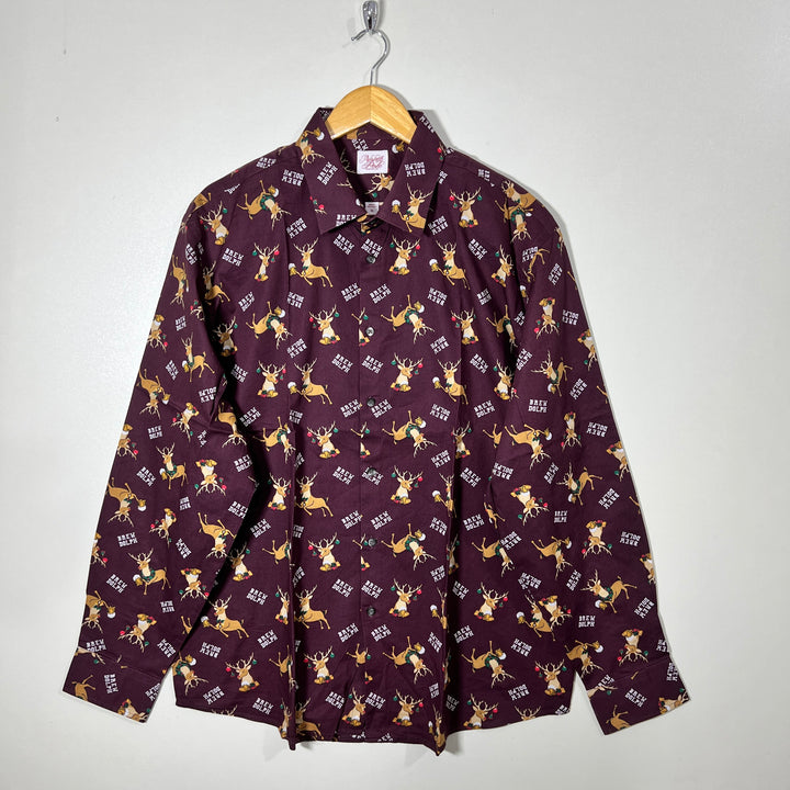 NORTH POLE PRINTED CASUAL COTTON SHIRT