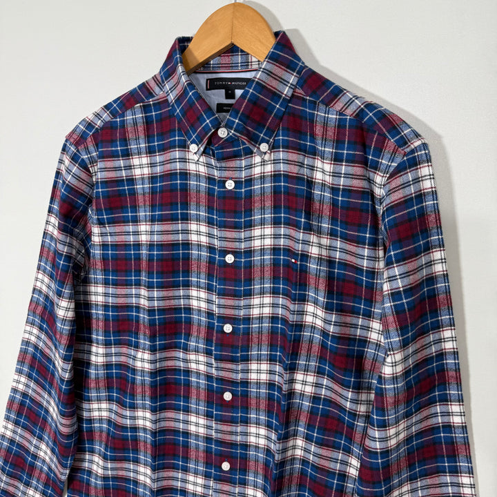 TOMMY HILFIGER BUTTON DOWN OXFORD COTTON CHECKERED SHIRT