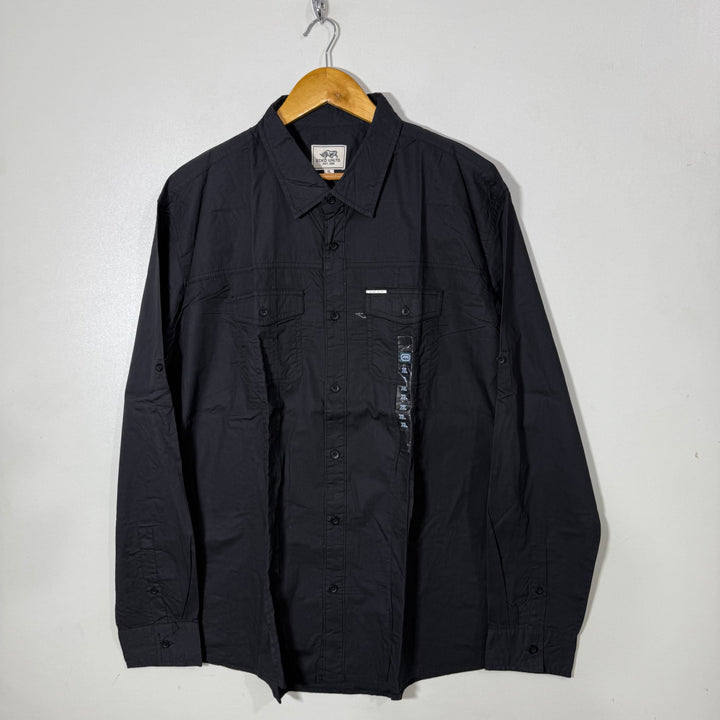 ECKO UNLTD DOUBLE POCKETS CASUAL COTTON SHIRT BRAND NEW BLACK COLOUR