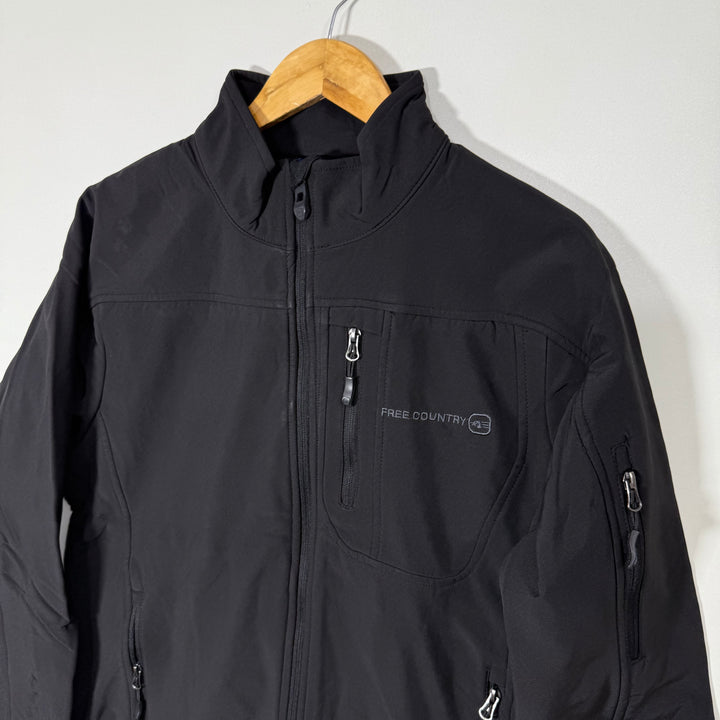 FREE TECH SOFT SHELL WINDBREAKER JACKET INNER FLEECE BLACK COLOUR