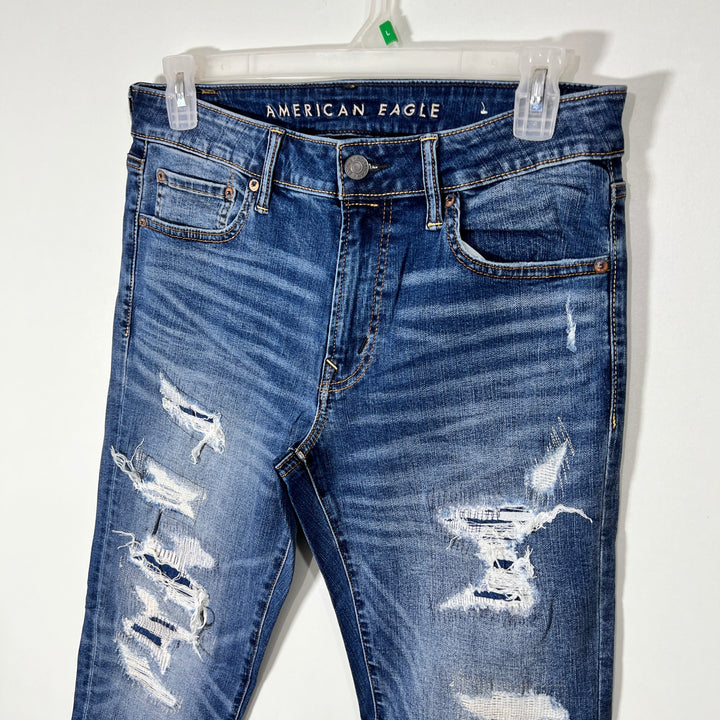 AMERICAN EAGLE SLIM FIT NEXT LEVEL AIRFLEX RIPPED JEANS WITH STRETCH