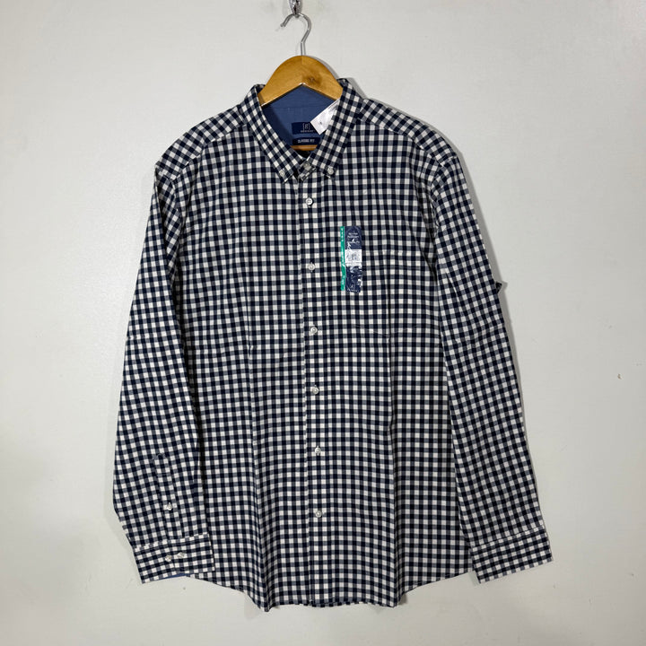 GEORGE BUTTON DOWN COTTON CHECKERED SHIRT BRAND NEW