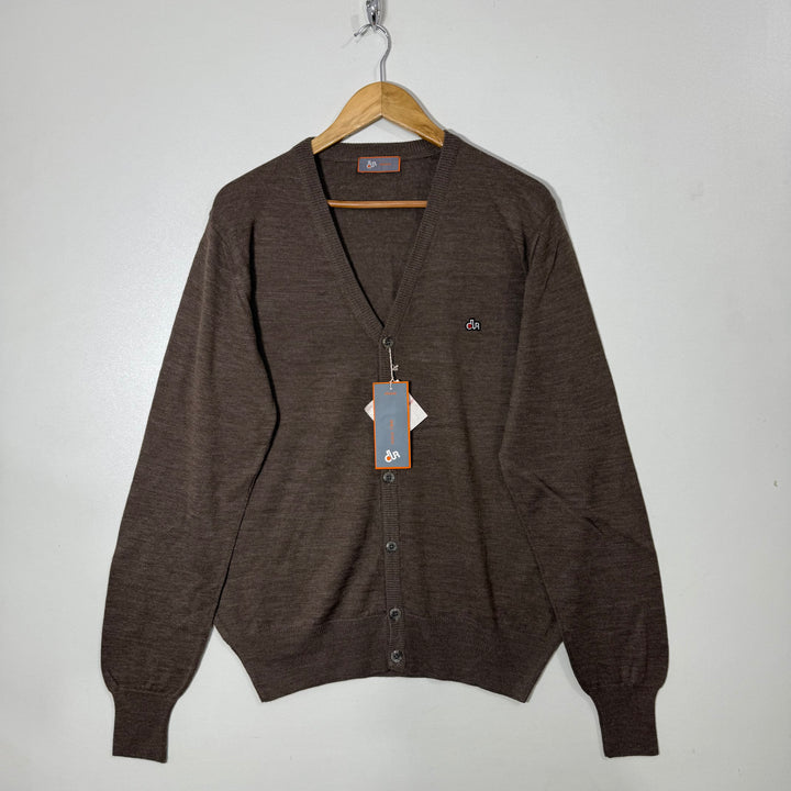 DUR CLASSIC MERINO WOOL CARDIGAN SWEATER BRAND NEW BROWN COLOUR