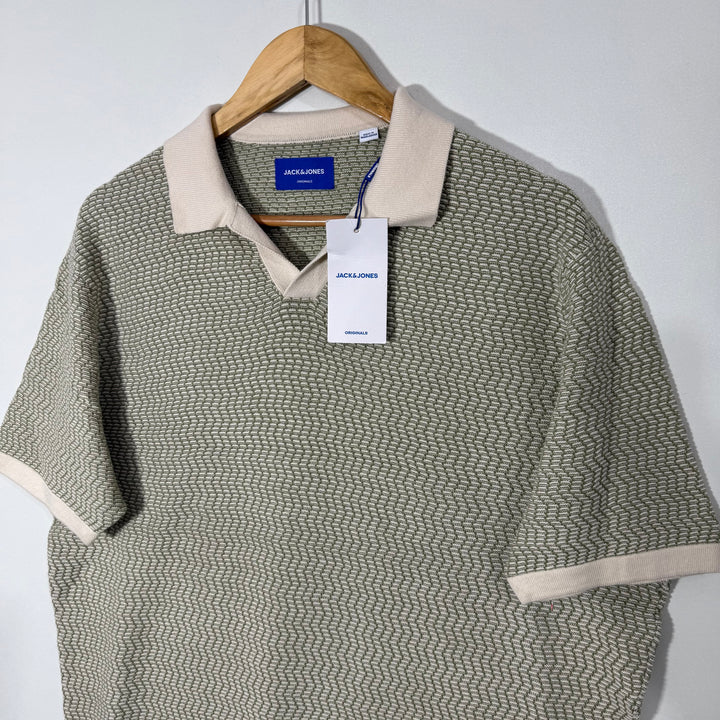 JACK & JONES POLO COLLAR HALF SLEEVES KNITED COTTON SWEATER BRAND NEW