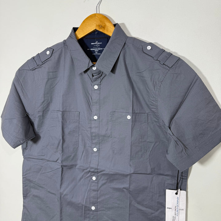 PAPER DENIM & CLOTH DOUBLE POCKETS HALF SLEEVES COTTON SHIRT BRAND NEW WITH STRETCH