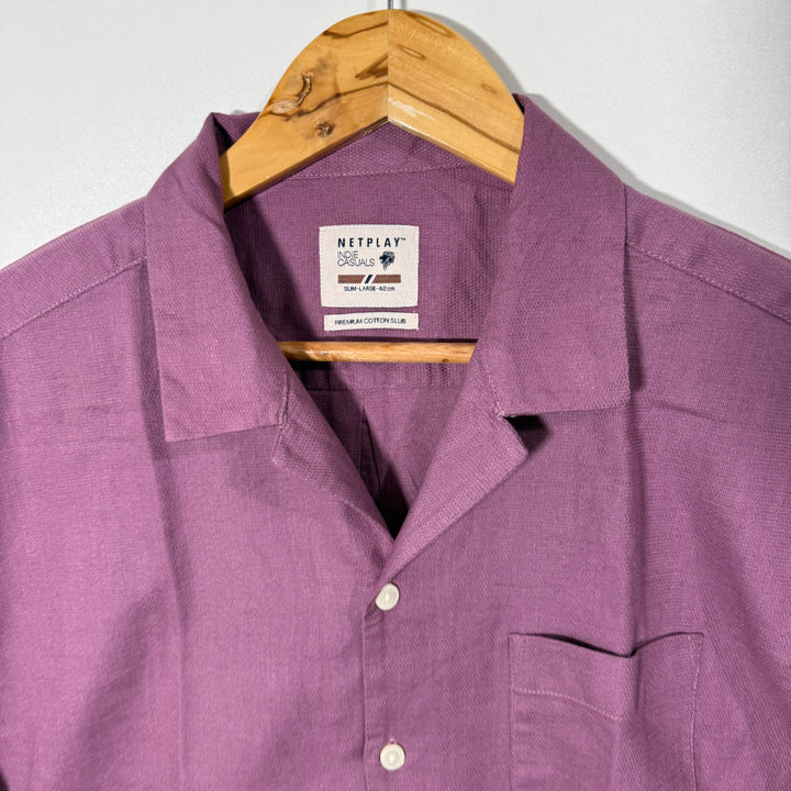 NETPLAY CUBAN COLLAR HALF SLEEVES PREMIUM COTTON SHIRT