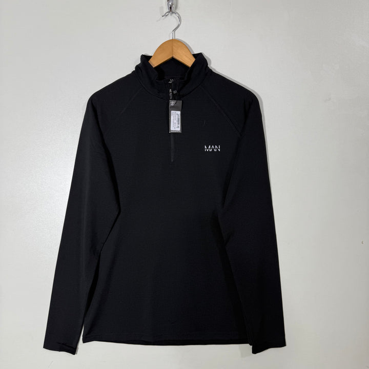 BOOHOOMAN HALF ZIP SPORT PULLOVER BRAND NEW BLACK COLOUR