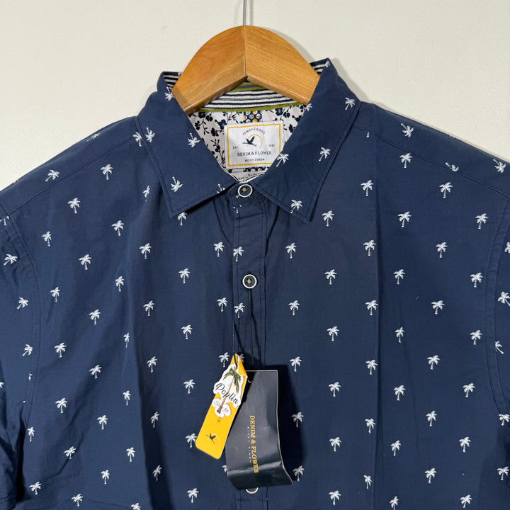 DENIM & FLOWER HALF SLEEVES COTTON SHIRT BRAND NEW