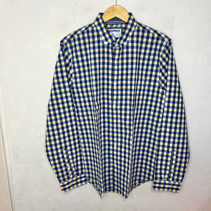 EXPRESS SLIM FIT BUTTON DOWN CASUAL COTTON SHIRT