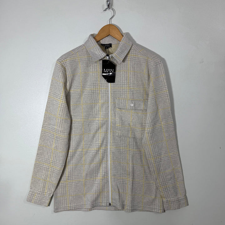 BOOHOOMAN CHECKERED FULL ZIP SHIRT JACKET BRAND NEW