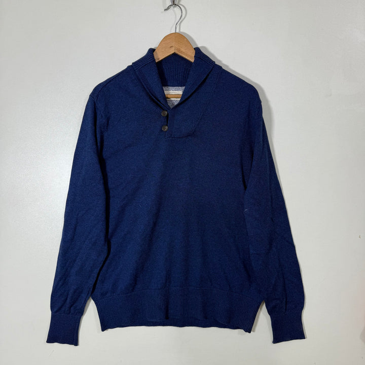 SFERA MEN REGULAR FIT SHAWL COLLAR SWEATER BLUE COLOUR
