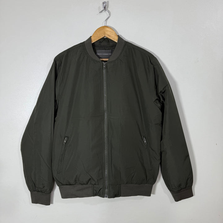 FRENCH CONNECTION BEN COLLAR BOMBER JACKET GREEN COLOUR