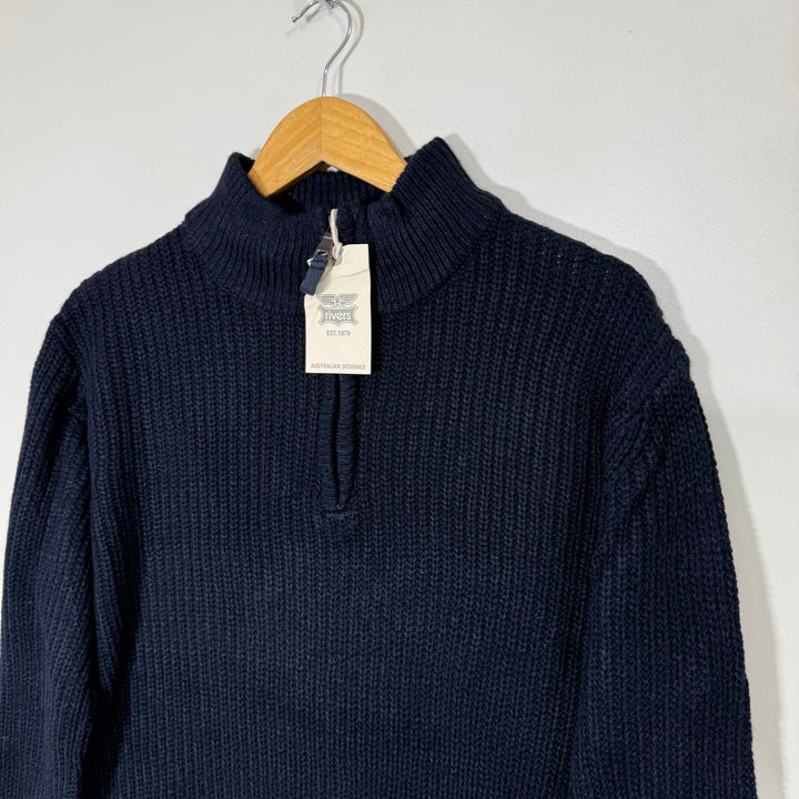 RIVERS HALF ZIP ACRYLIC SWEATER BRAND NEW BLUE COLOUR