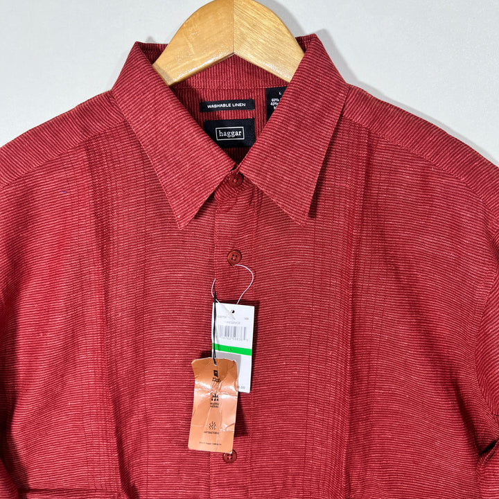 HAGGAR HALF SLEEVES WASHABLE LINEN SHIRT BRAND NEW