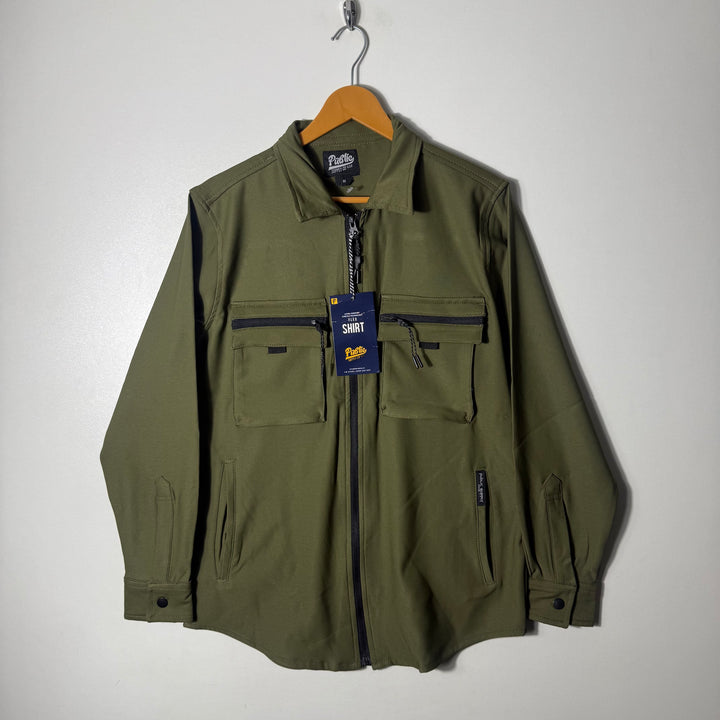 PUBLIC FLEX TECH RELAXED FIT ALL DAY COMFORT DOUBLE POCKETS JACKET GREEN COLOUR