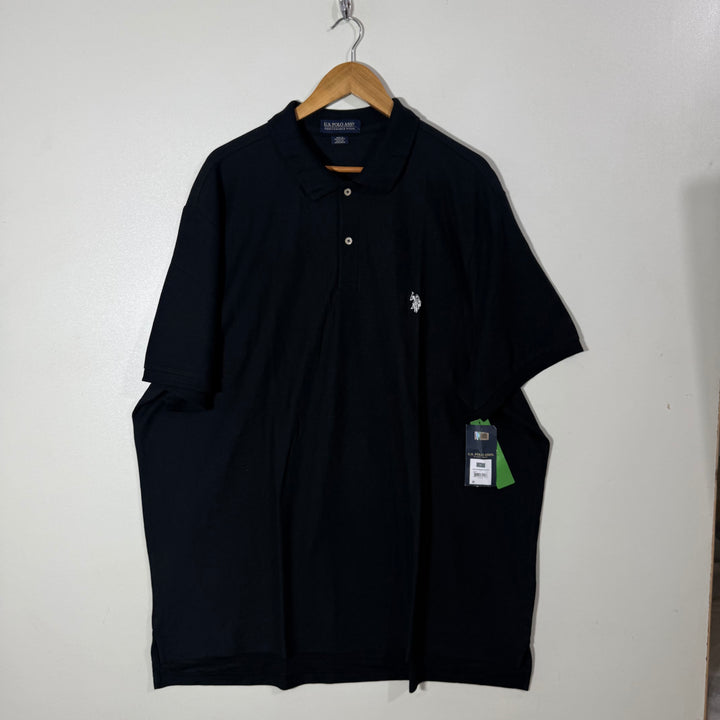 US POLO ASSN PERFORMANCE PIQUE POLYESTER COTTON POLO TSHIRT BRAND NEW BLACK COLOUR
