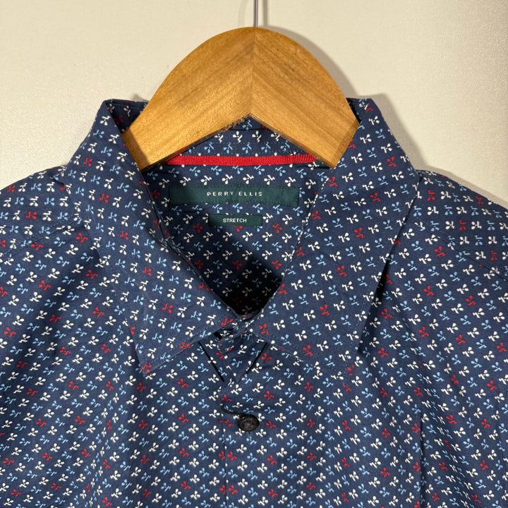 PERRY ELLIS HALF SLEEVES COTTON SHIRT WITH STRETCH