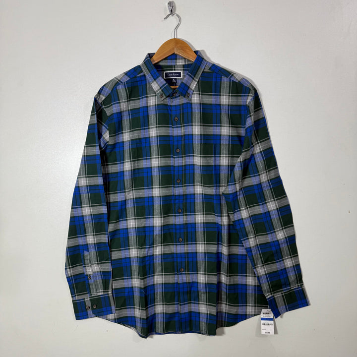 CLUB ROOM BUTTON DOWN CHECKERED CASUAL  COTTON SHIRT BRAND NEW