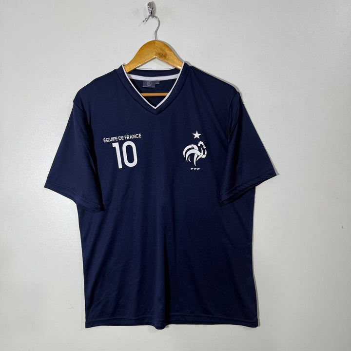 FRANCE V NECK FOOTBALL TSHIRT BLUE COLOUR